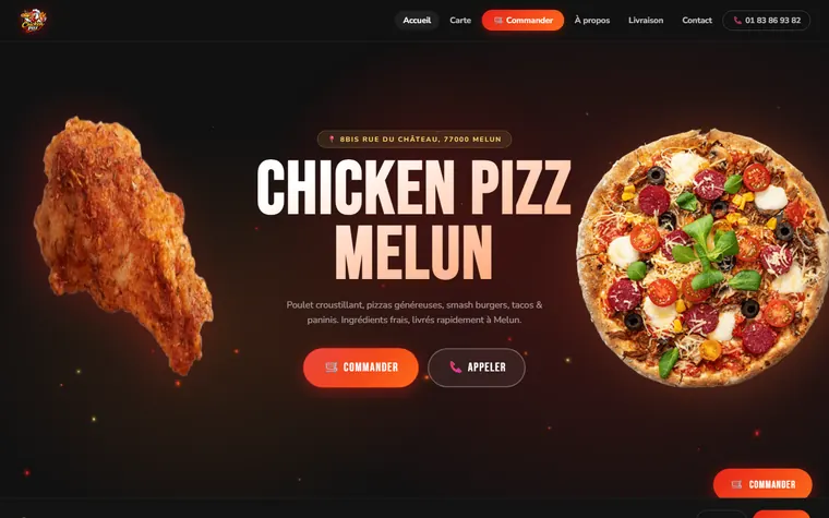 Page d’accueil du site Chicken Pizz Melun