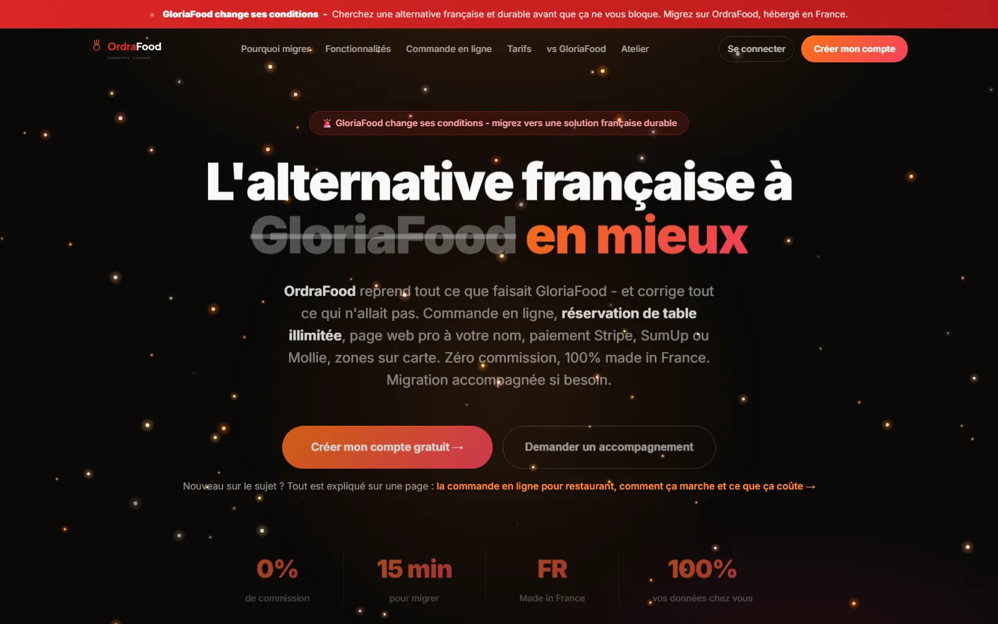 Page d’accueil du site OrdraFood